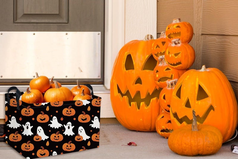 ESSME Rectangular Halloween Basket,Ghost Baskets Empty with Handles,Cute Baskets for Kids Halloweens Room Decor,Boys and Girls, Candy Basket,(Cute Ghost) - Image 5